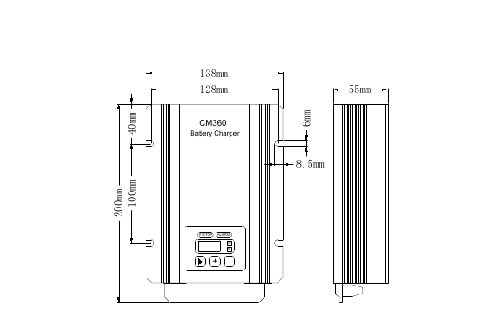 CM360 charger dimension drawing